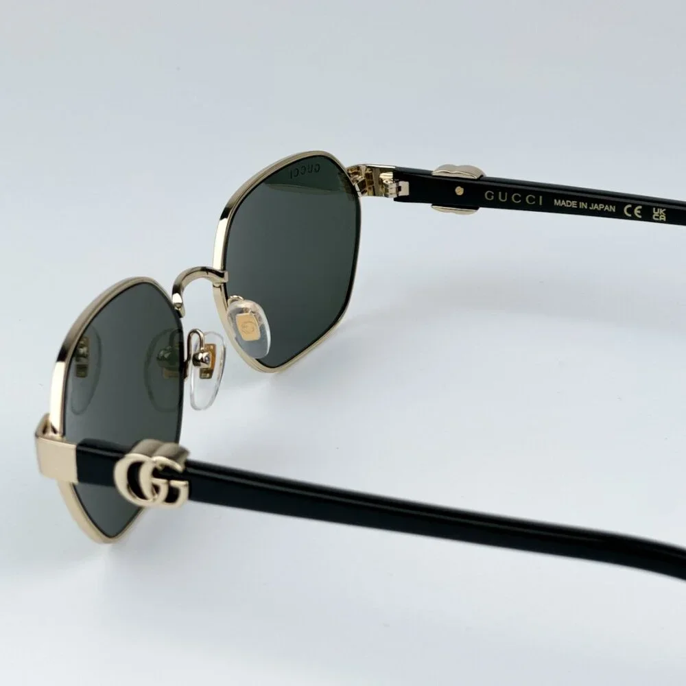 Gucci GG1593S 001 BRAND NEW Sunglasses Gold Grey Geometric Unisex